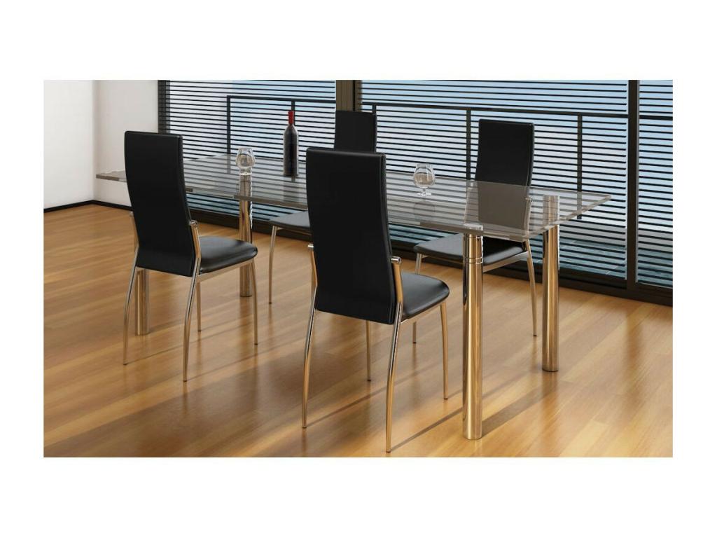 Dining Chairs, 4 pcs, Black Faux Leather, 30554LSIZ