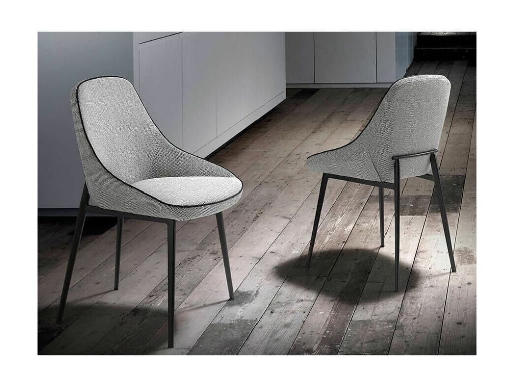 Calmetop grey fabric chair with black steel legs - Set of 2 - Calmetop 67 16968MDYR