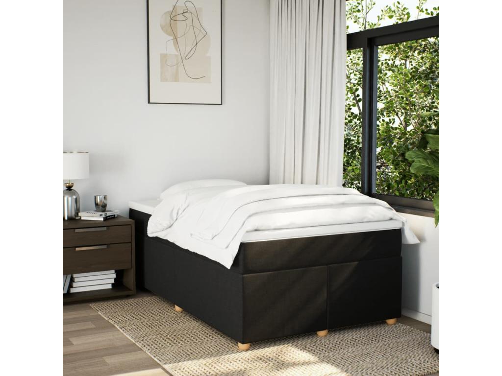 Nidchicshop bed base with mattress, black, 120x200 cm, fabric, 12192EMUB
