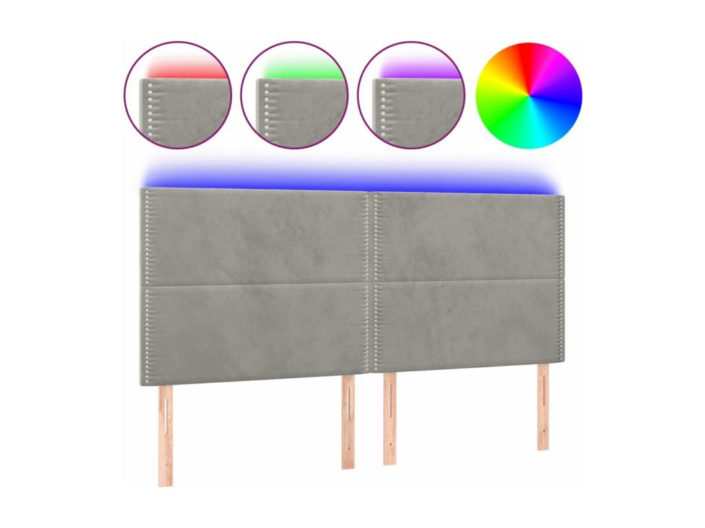 Light Grey LED Headboard 180x5x118/128 cm Velvet 28332EZCS