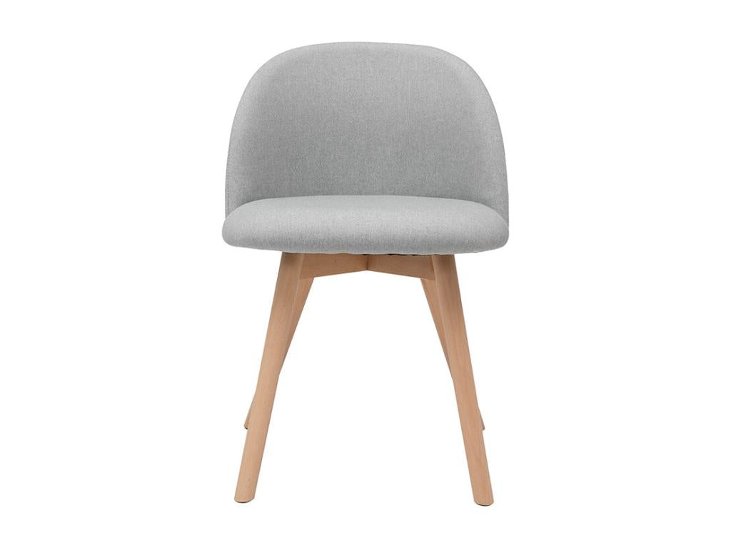 Set of 2 Scandinavian chairs in light grey fabric and solid light wood, Nidchicshop 34670CUCW