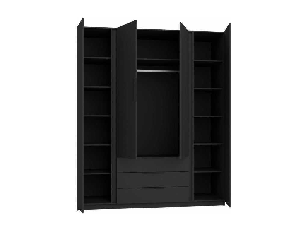 Wardrobe with 2 mirrors and 3 drawers - 200 cm - black / oak Nidchicshop 80503YBJB