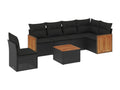 7-piece garden furniture set with cushions, black woven resin 47517MCVQ