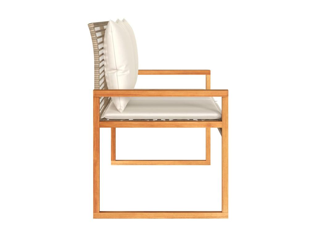 Calmetop beige woven resin garden bench with cushion 61599PRNG