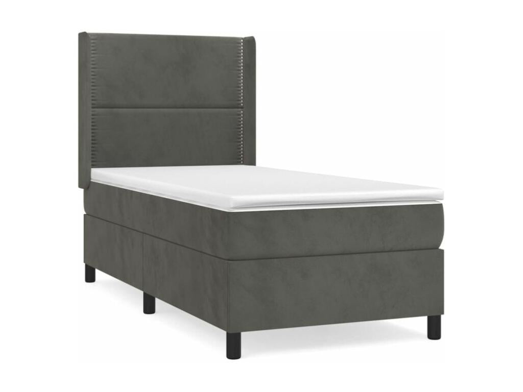 Nidchicshop bed base and mattress, Dark Grey 80x200 Velvet 31433JQTS