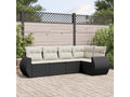 5-piece garden furniture set with cushions, black resin wicker, 57776EUNA