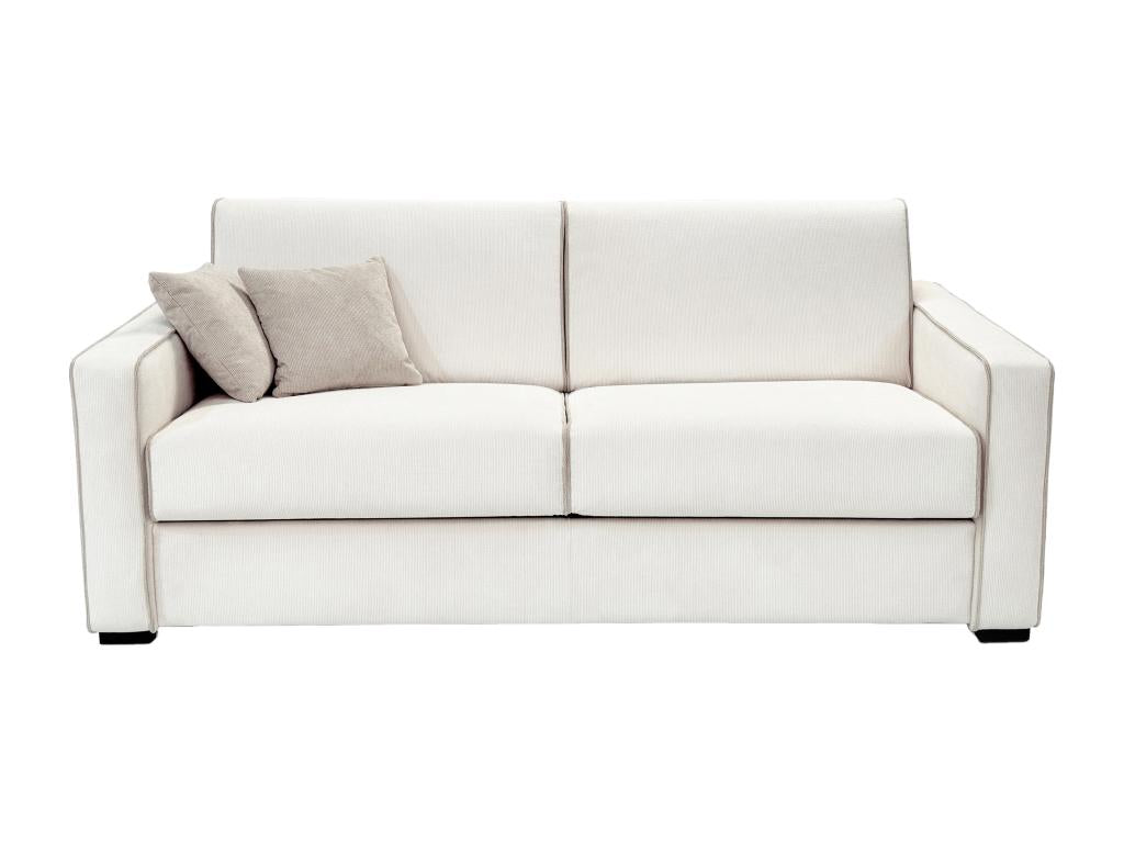4-seater express convertible sofa in beige textured fabric with memory foam seat and 13 cm mattress FRAPALI 63484QWCG