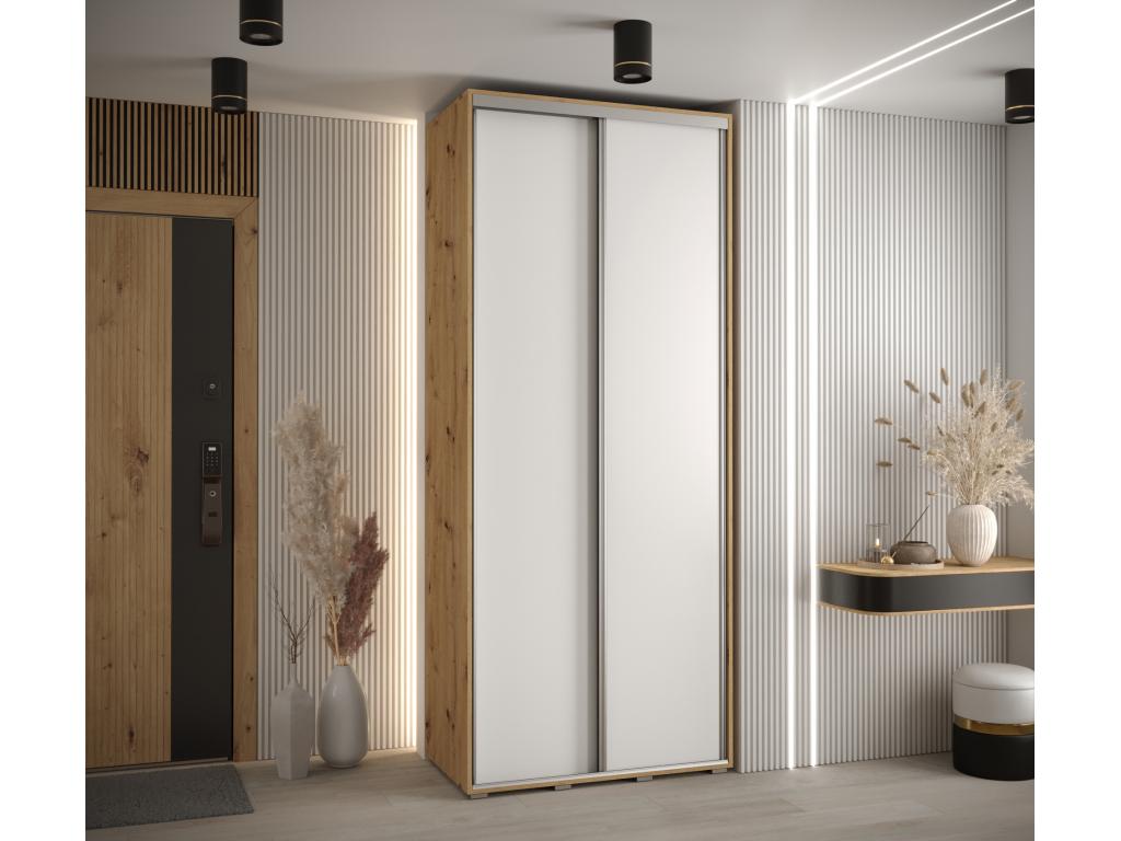 Calmetop 1 Sliding Door Wardrobe 235.2/110/45 2 Doors Calmetop/White/Silver 67845DXLT