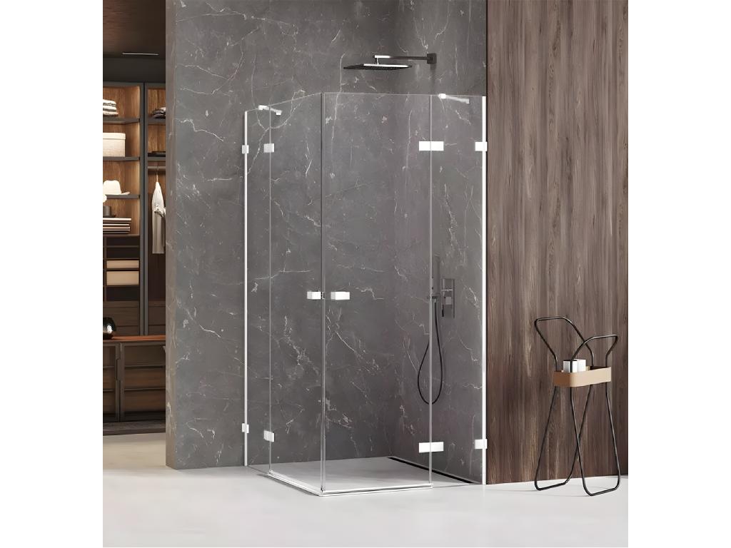Nidchicshop WHITE 80x100cm Shower Enclosure with 2 Pivot Doors, Corner Access, 85023NDIA