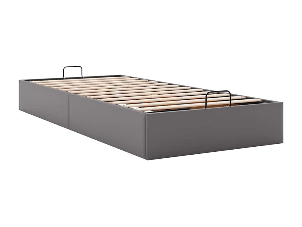 Ottoman bed frame without mattress, grey, 80x200 cm, faux leather, 10479SVDP