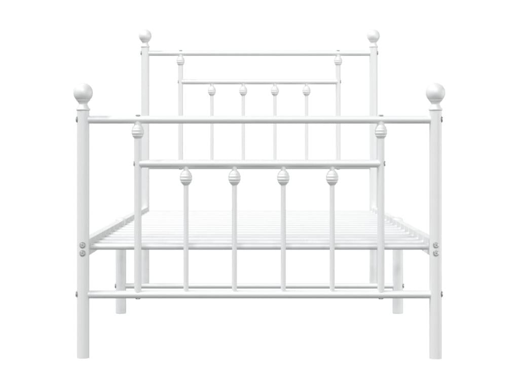 Metal bed frame with headboard and footboard, white, 90x190 cm, 55406PFQP