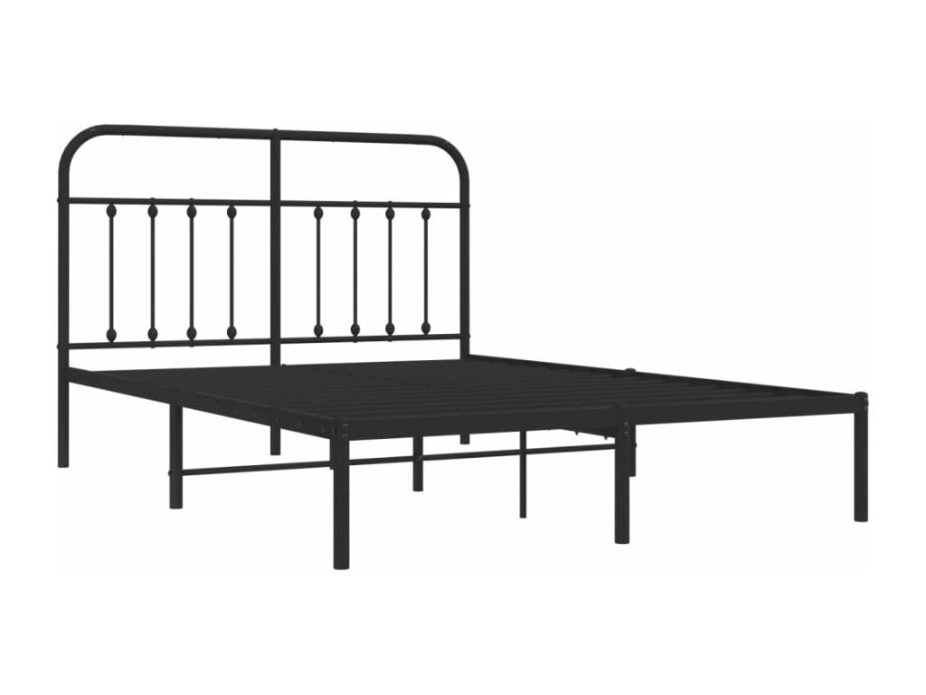 Metal bed frame without mattress, with black headboard, 135x190cm, 40429ILKZ