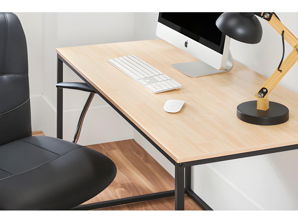 Nidchicshop Desk - Nordic oak-colored wooden top - White metal legs - 120x60x75cm 21163AQAN