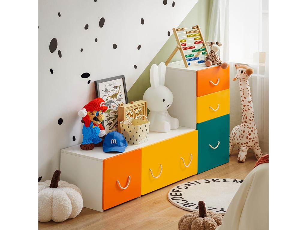 Nidchicshop KMB72-W Children's Storage Cabinet, Book and Toy Storage, Children's Toy Chest, 3-Drawer Storage Unit, 12207GIGV