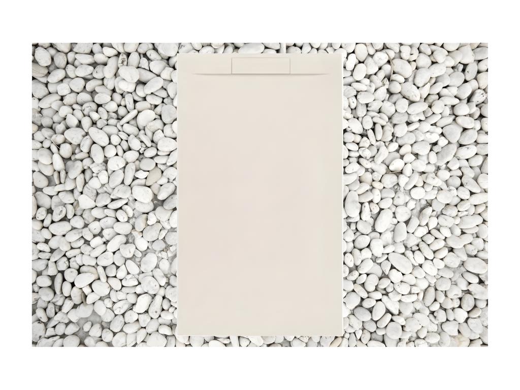 Calmetop 130x70 cm shower tray, Calmetop line, made of resin and marble powder with marble resin side grate 41242XGBE