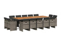 15-piece garden dining set with grey resin wicker cushions 93988IPDS