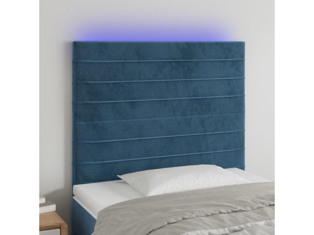 Dark Blue LED Headboard 80x5x118/128 cm Velvet 01198HUEQ