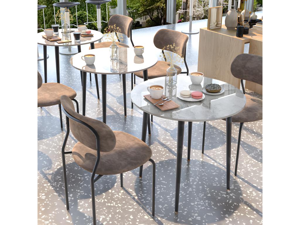 Solid square side table in modern Scandinavian marble for living room, bedroom, patio, 40x40x45cm 43266NBTR