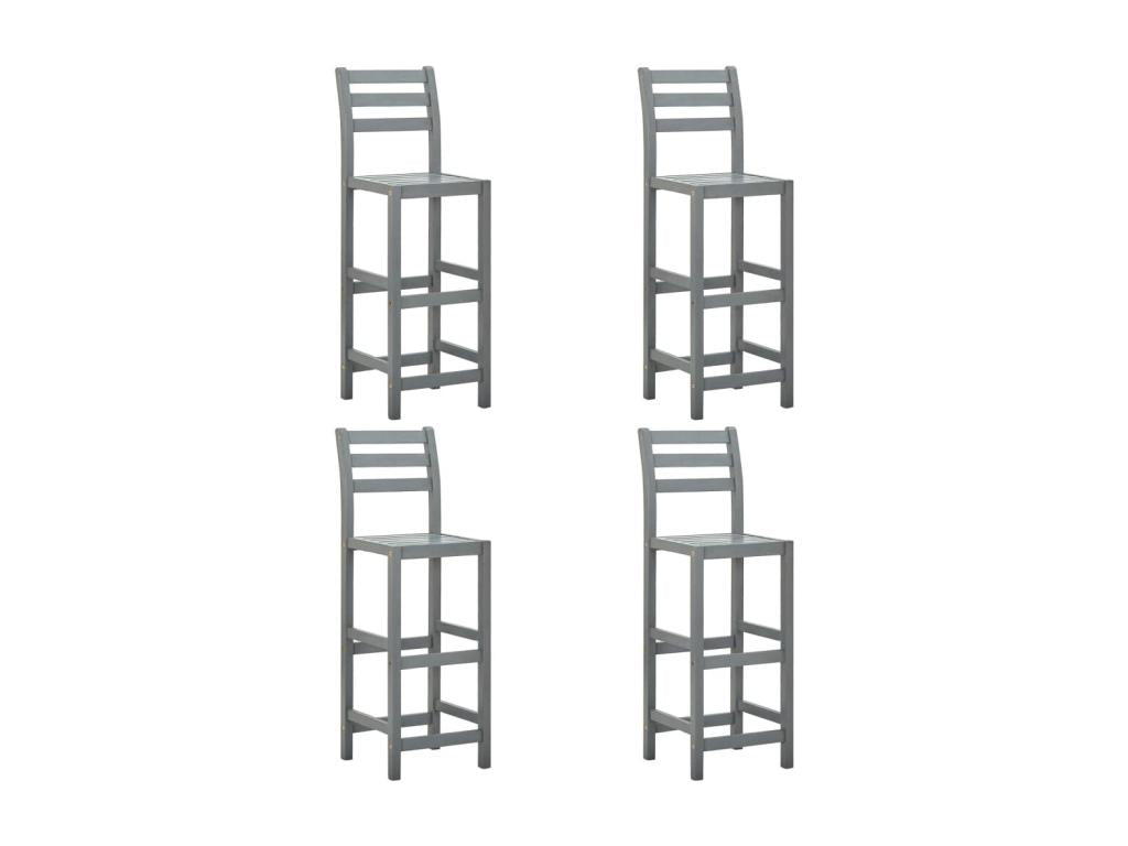 4-Piece Bar Stools, Grey, Solid Wood, Nidchicshop 63481UWUI