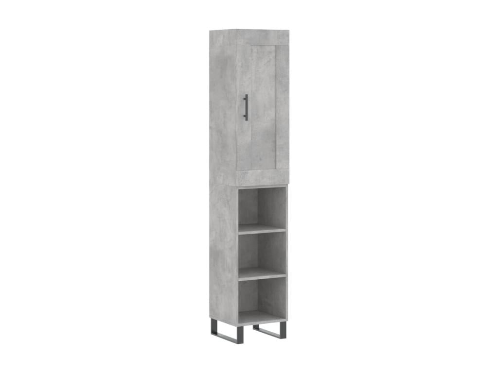 Highboard, Concrete Grey, 34.5x34x180 cm, Engineered Wood, 88092AQYQ