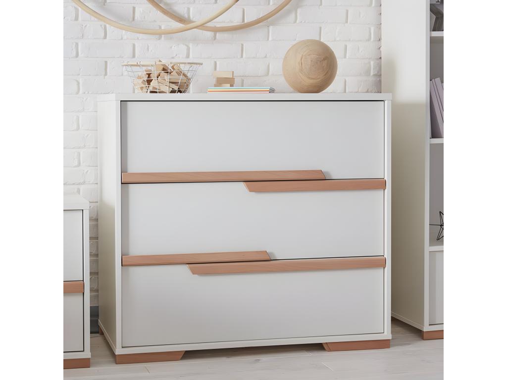 Calmetop 3-drawer chest, white and wood, 90516FNLH