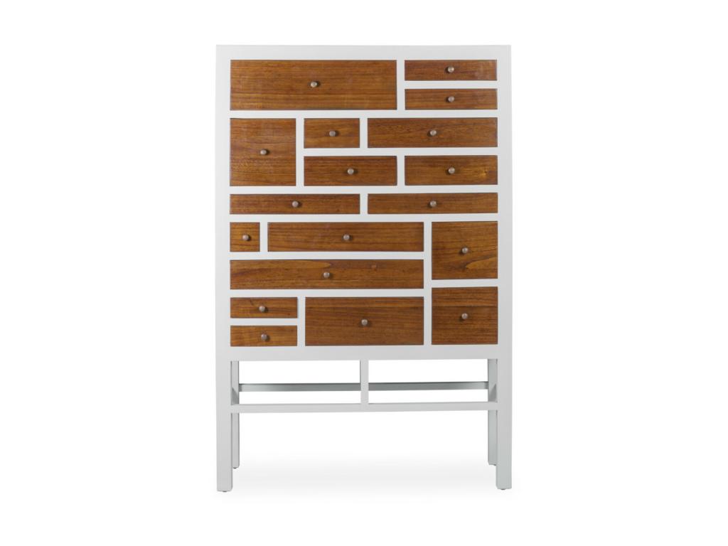 Nidchicshop solid wood chest of drawers in white and natural, 18 drawers, 100cm, 75686FUVC