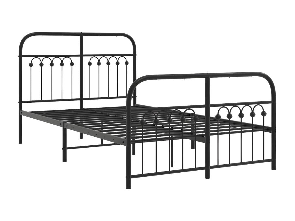 Metal bed frame with headboard/footboard, black, 120x200 cm, 68546FPEZ