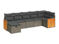 7-piece garden furniture set with cushions, grey woven resin, 90388FUHC