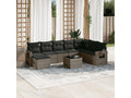 9-piece garden furniture set with grey resin wicker cushions 10079YVYT