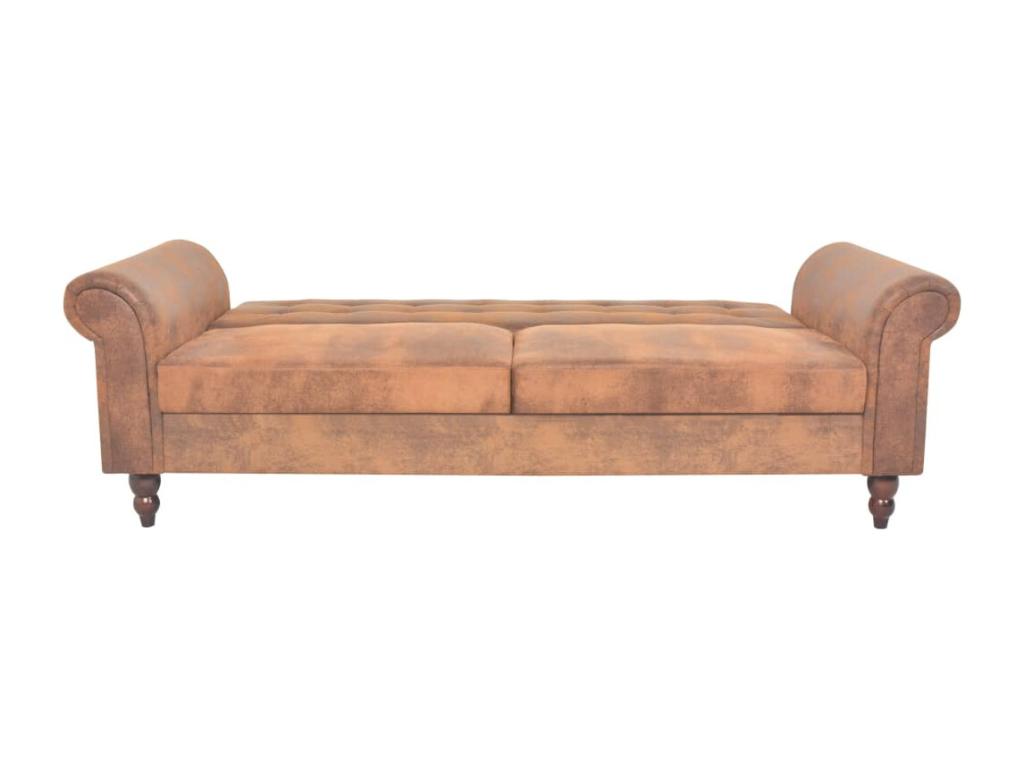 Convertible sofa bed with armrest, faux suede, brown, 89034ZOSD