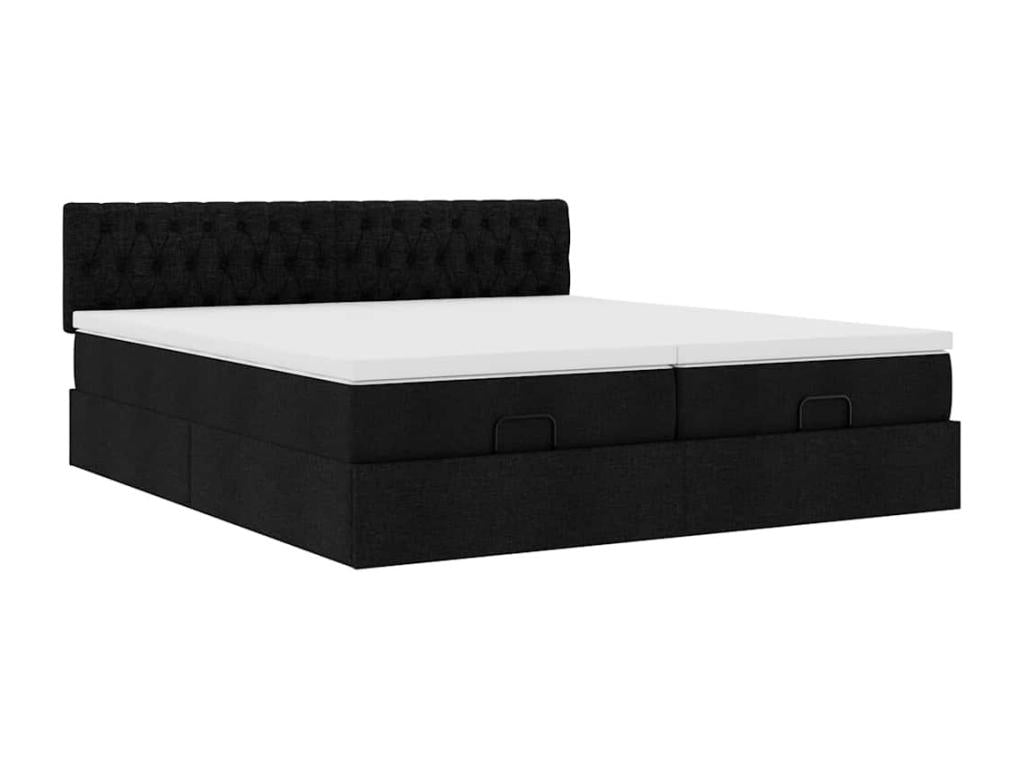 Ottoman bed frame with black mattress 200x200cm fabric 51714FETC