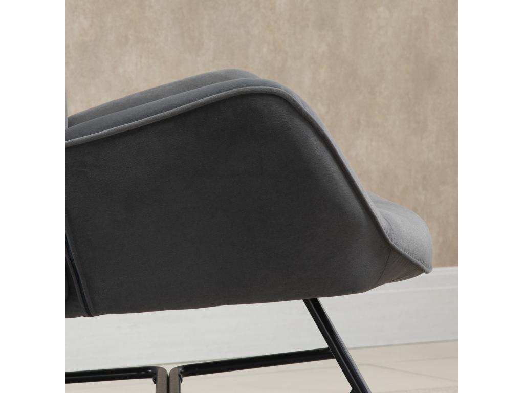 Wingback rocking chair, high comfort, armrests, seat and backrest, high-density foam padding, anthracite velvet look, 49743ZCIH