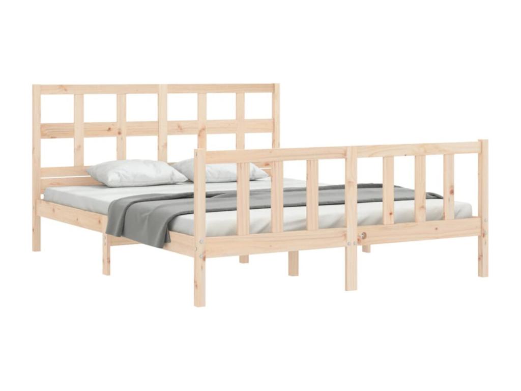 Bed frame with headboard 160x200 cm solid wood 29898KLZZ