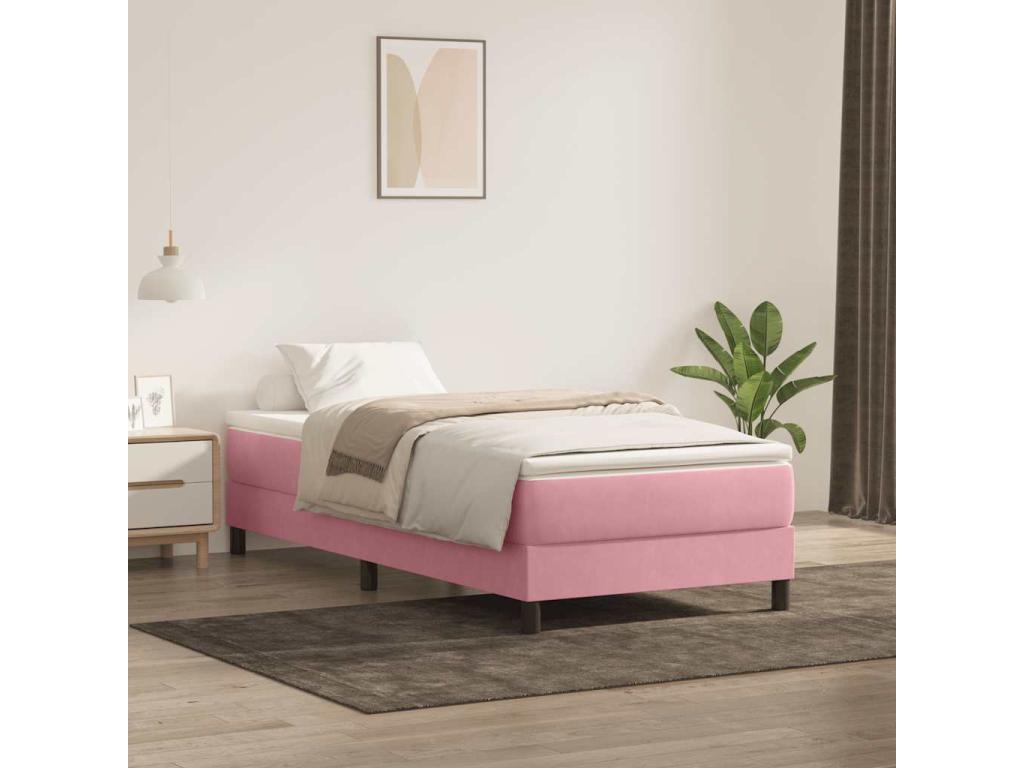 Nidchicshop bed base without mattress, pink 80x220 cm velvet 23465IAOW