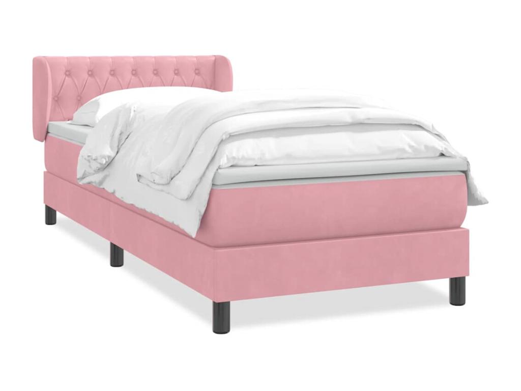 Bohometop bed base with pink velvet mattress 80x210 cm 35978UNLP
