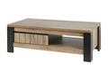 Nidchicshop - Coffee Table with 1 Drawer and 1 Niche, Metal and Wood-Look Finish, Nidchicshop 68977DWAP