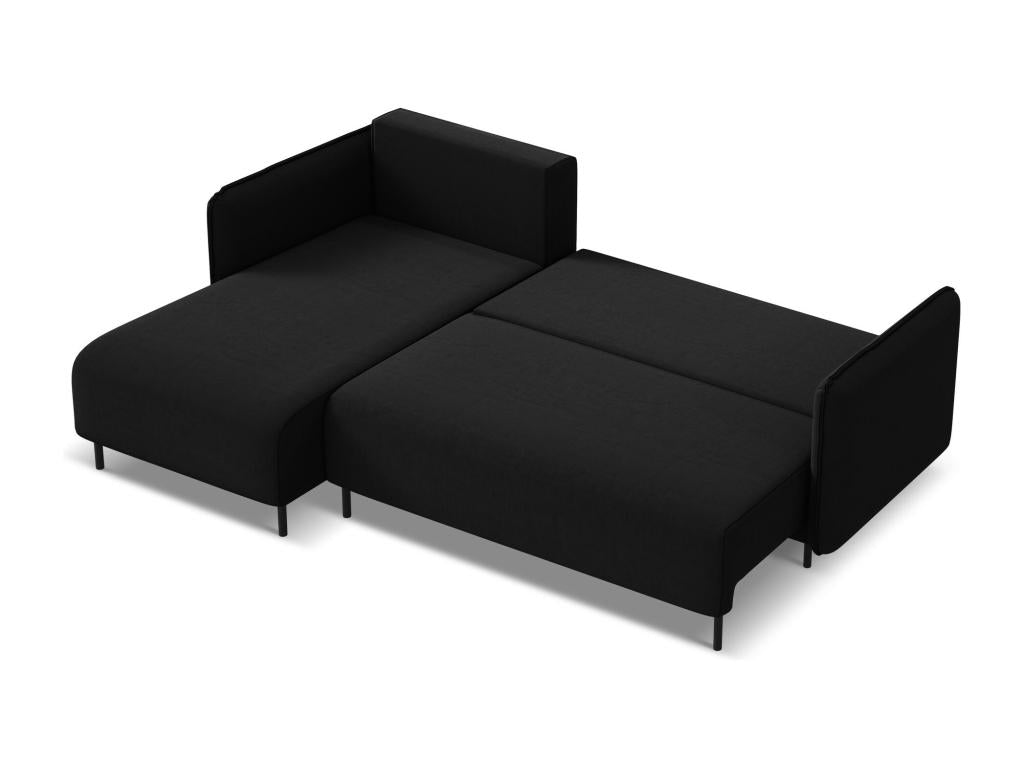 Left-hand corner convertible sofa in velvet - black - Nidchicshop 71067ITQH