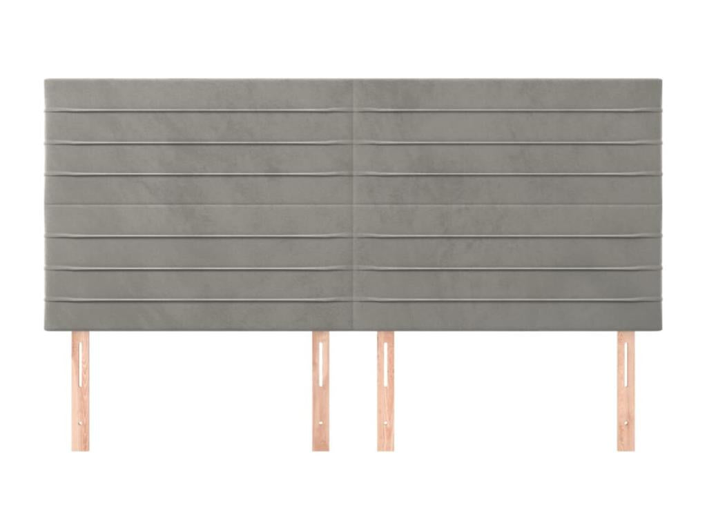 4-Piece Light Grey Velvet Headboard Set, 90x5x78/88 cm, 82250UOJJ