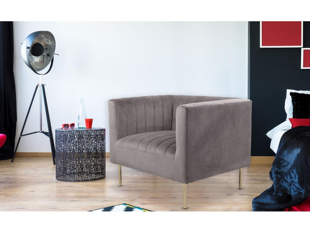 Modern armchair with vertical stitching, Nidchicshop, Grey Velvet 70798YVDE