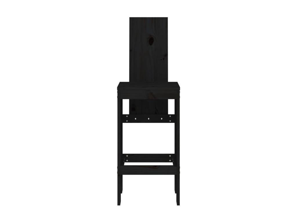 Set of 2 black bar stools, 40x42x120 cm, solid pine wood, 64820SVPN