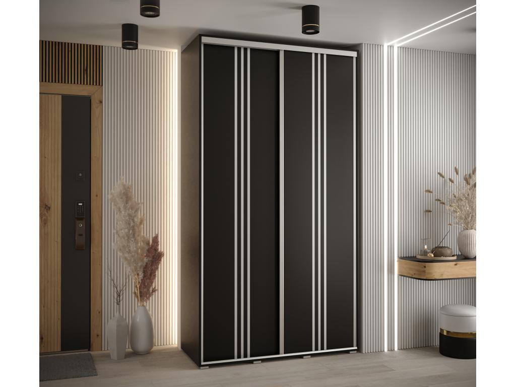 Nidchicshop 6-Door Sliding Wardrobe 235.2/130/60 cm, 2 Doors, Black/Black/Silver 05707KREX