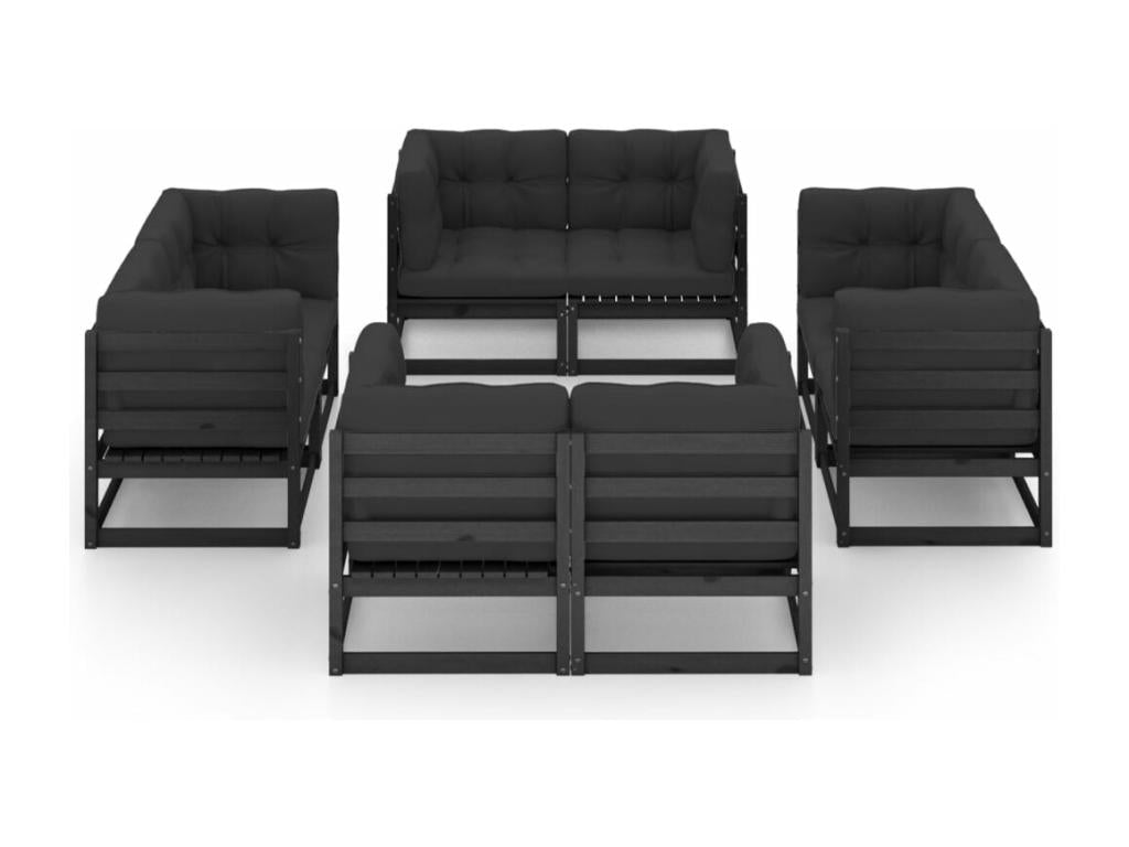 8-piece garden furniture set with cushions, solid pine wood, 28283LLRM