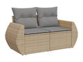 5-piece garden furniture set with cushions, beige woven resin, 29636XHAS