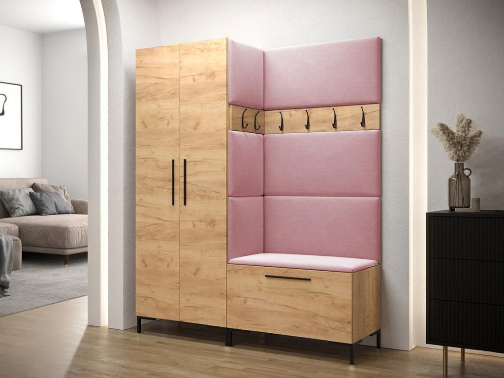 Nidchicshop 100 Hallway Unit 196x158x44cm Craft Oak Laminate - Upholstery 06901NPSL