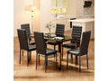 Nidchicshop Tempered Glass Rectangular Dining Table for 6 People, Black Metal Frame and Legs, 130x70x75 cm, 70582FLUC