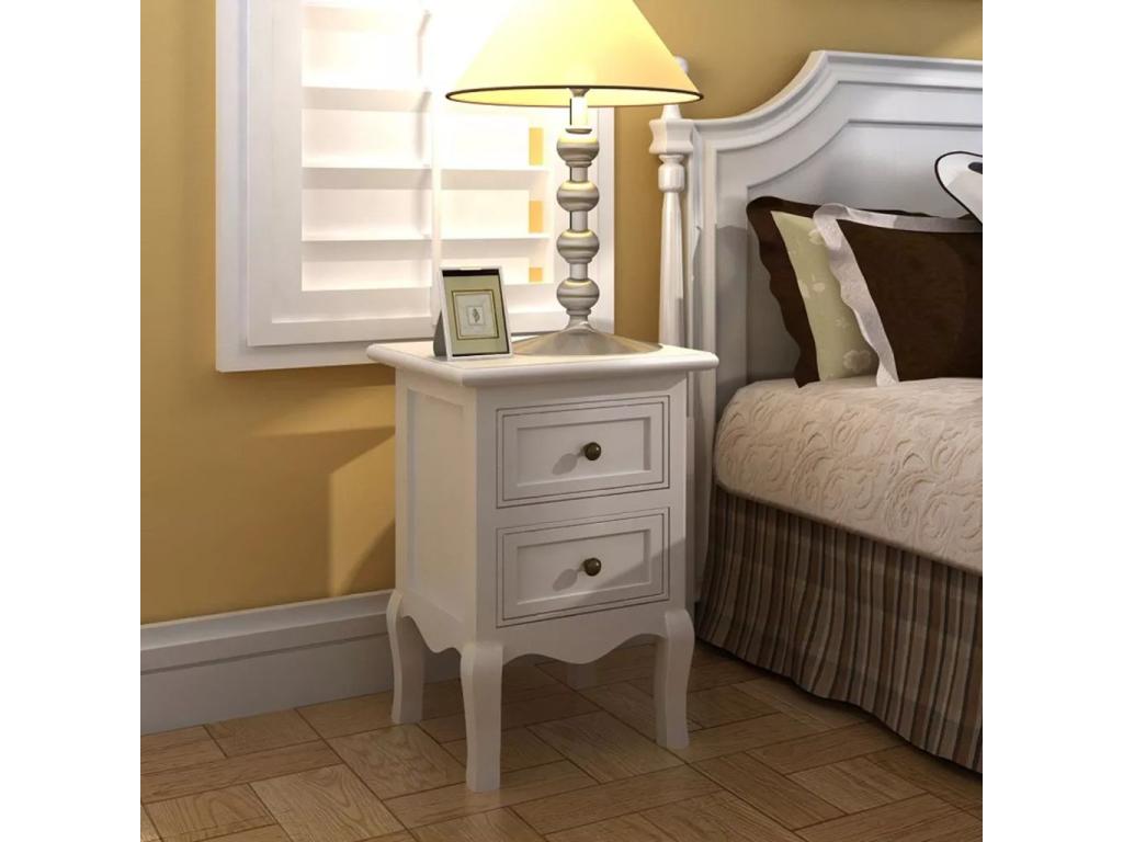 Nidchicshop 2-piece bedside table with 2 drawers, White 20328PIIW