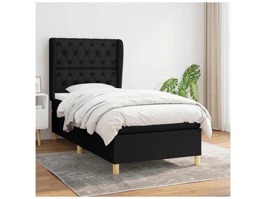 Calmetop bed base and mattress, black, 80x200 cm, fabric, 58819AMNS