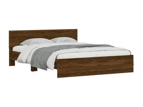 Bed frame with brown oak headboard, 140x190 cm, 80422JGKO
