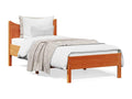 Bed frame without mattress brown wax 75x190 cm solid pine wood 98646KRJE