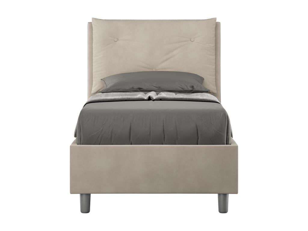 Upholstered bed without slatted base 80x210 in sand microfiber Nidchicshop 03767VZOW